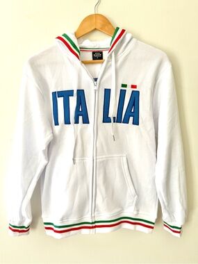 Star Venezia Italia White Full Zip Hoodie Jacket Small Italian Flag Italy NWT